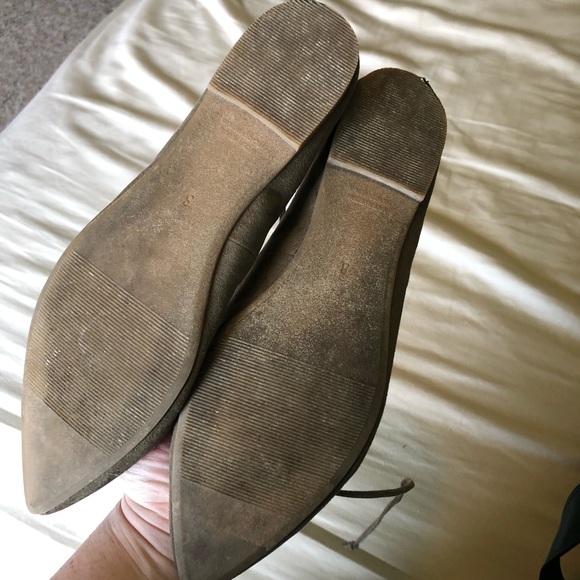 Olive Tie Ankle Flats - Picture 2 of 3